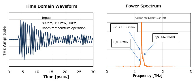 テラヘルツ時間波形と周波数スペクトル